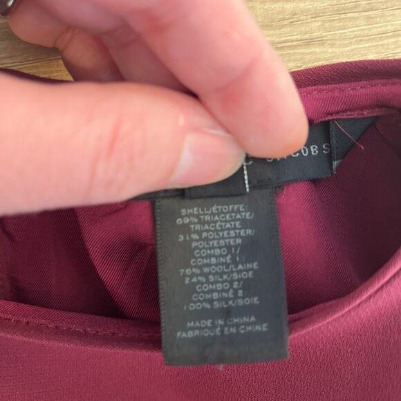 Marc by Marc Jacobs Applique Short Sleeve Blouse Dark Cherry Sz 0 Designer Flaw - Picture 5 of 8